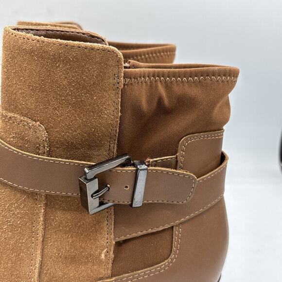 Isaac Mizrahi Live Women’s Brown Suede Side‑Zip Buckle Ankle Booties US 8.5 W - Picture 8 of 14